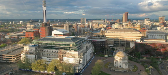 aerial view of Birmingham