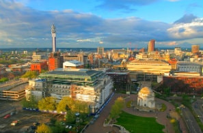 Aerial view of Birmingham, UK
