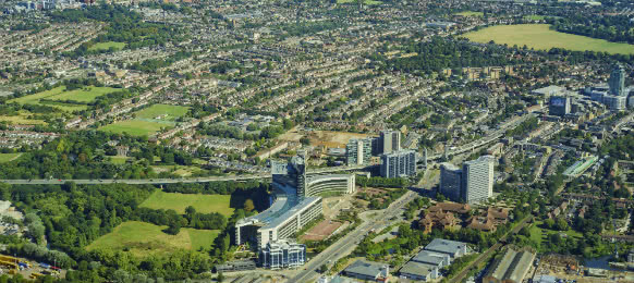 aerial view of brentford in london