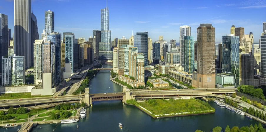 aerial view of chicago city