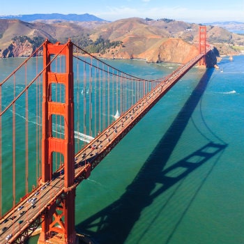 aerial view of golden gate bridge, san francisco