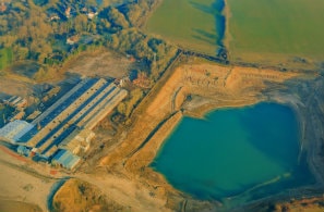Aerial view of rural landscape near Gatwick, UK