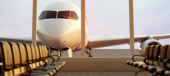 plane at the airport terminal