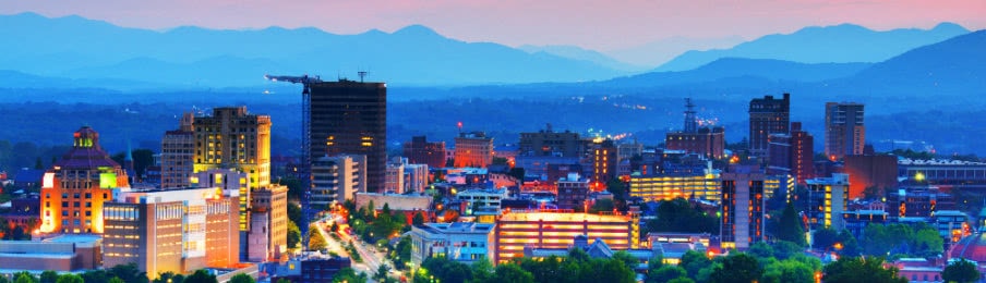 Asheville, North Carolina, USA at twilight