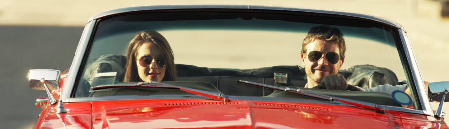 beautiful couple during road trip on a sunny day in stroudsburg 