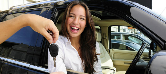businesswoman getting her car key