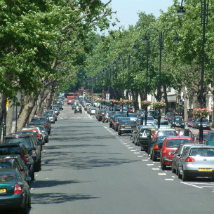 cars parked in the city of london