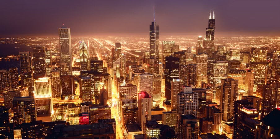 Chicago skyline at night