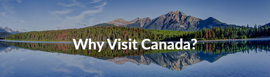 Colorful trees lined the shores of Patricia Lake at Jasper National Park in CA