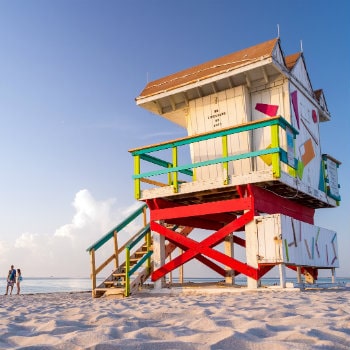 colourful lifeguard tower south beach, miami