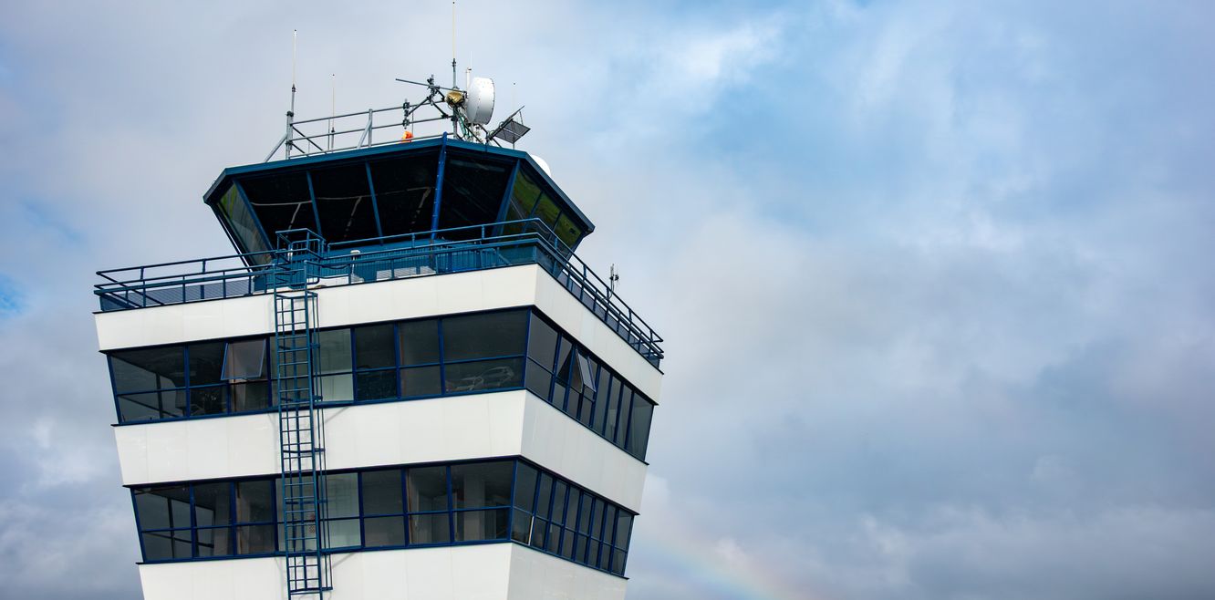 Airport traffic control tower.