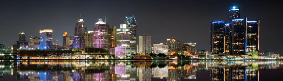 Detroit, Michigan at night skyline