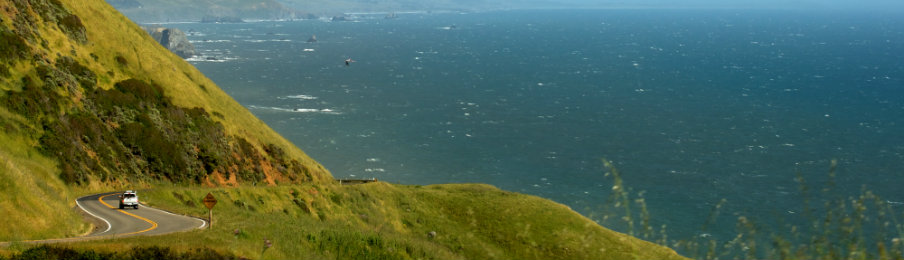 driving a car rental along the California coast