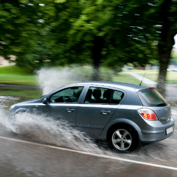 driving on a puddle