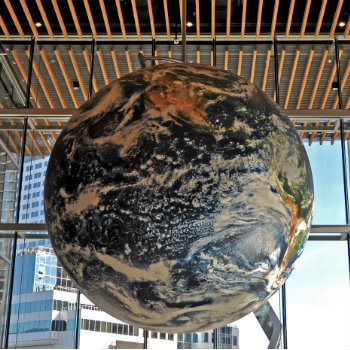 revolving earth inside the building