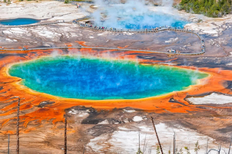 Famouse Grand Prismatic Spring in Yellowstone National Park, USA
