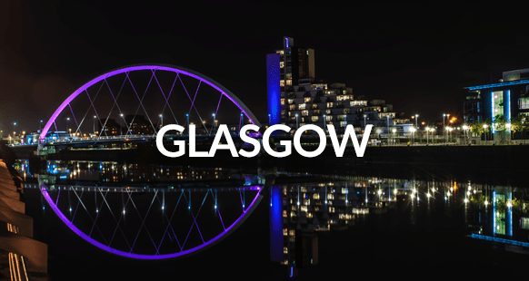 clyde arc bridge in glasgow at night