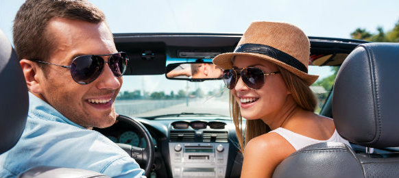 happy couple ready on their road trip