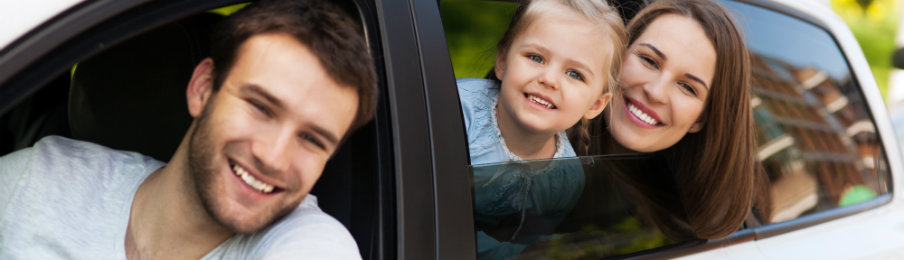 happy family on a road trip