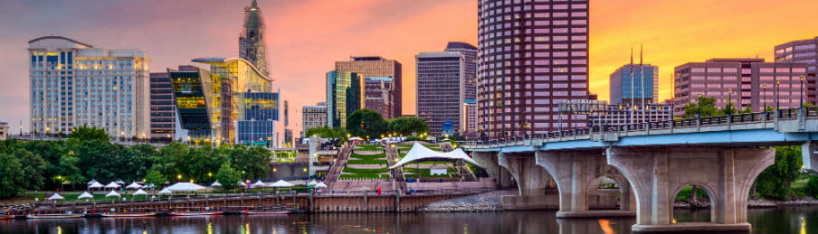 Hartford, Connecticut skyline, USA downtown city