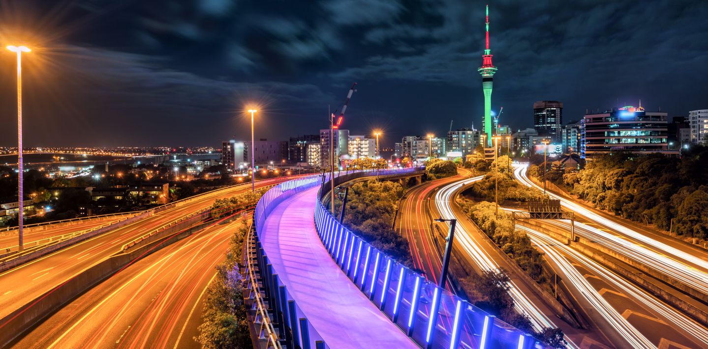 Auckland’s night skyline.