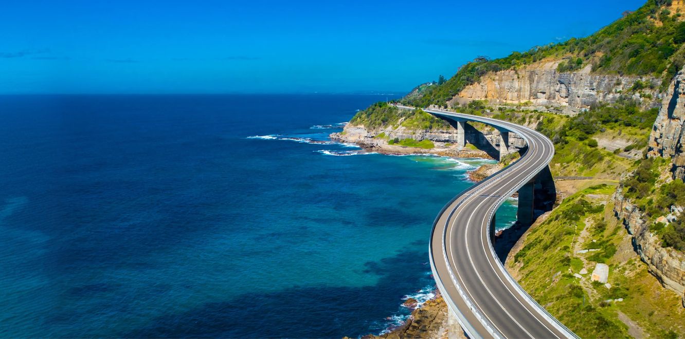 Scenic coastal road trip along Australia's cliffside highway