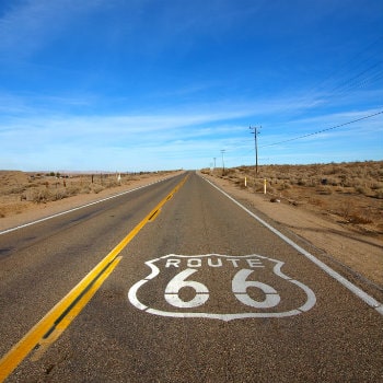 historic route 66 crossing mojave desert