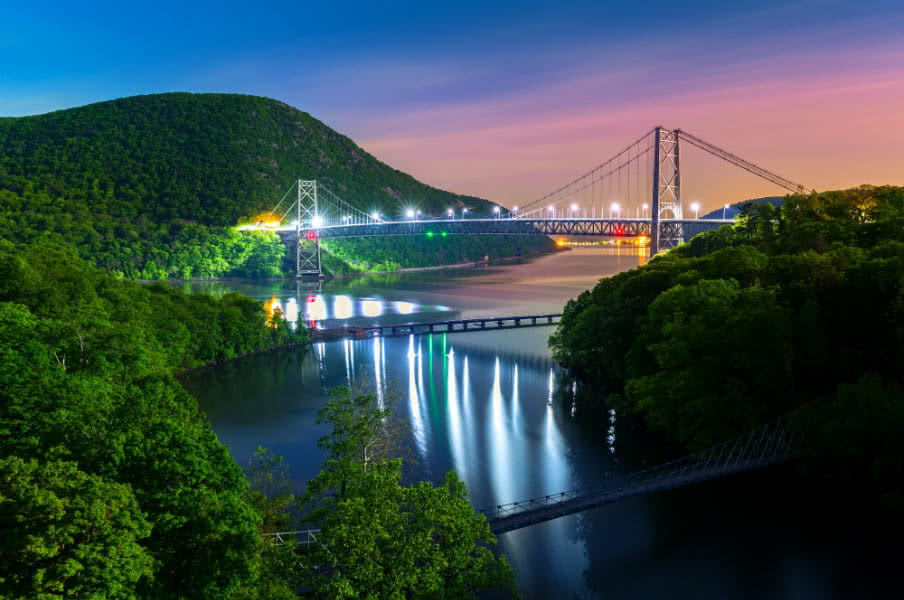 Hudson River Valley with Bear Mountain bridge, New York, US