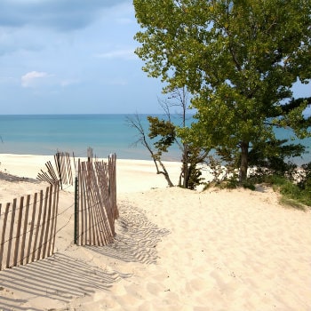indiana sand dunes on lake michigan shoreline