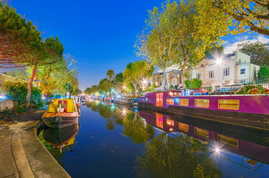 Little Venice at night in London