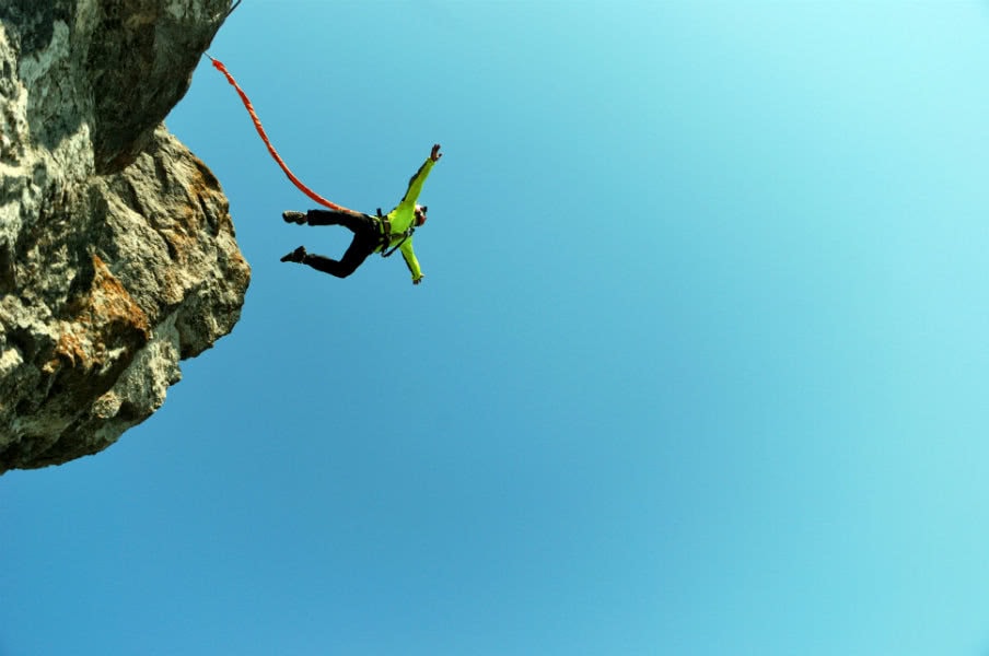 Man bunjee jumping