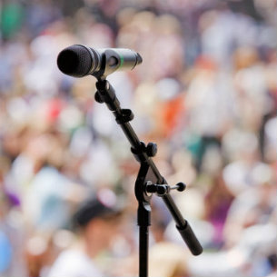 Microphone in front of the crowd