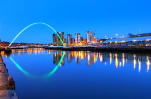 Millenium bridge over Tyne river in Newcastle, UK