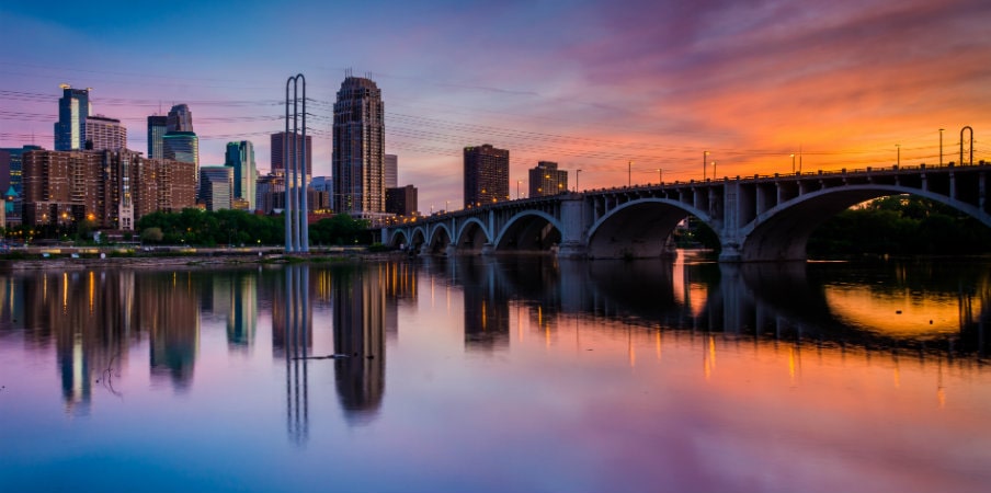 Minneapolis sunset skyline
