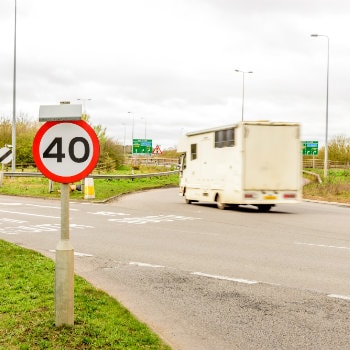 Motorhome driving on a UK motorway