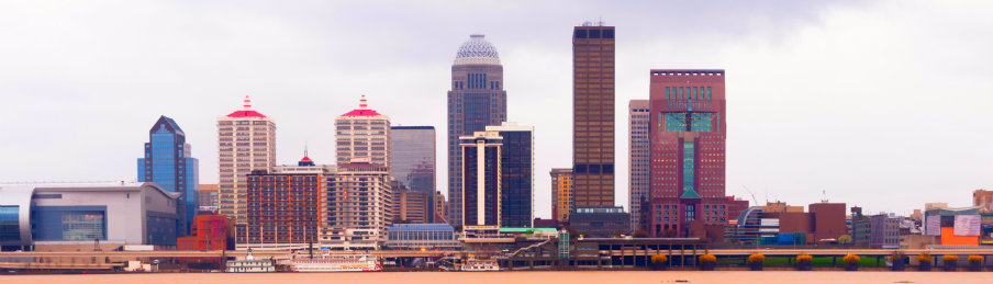 Ohio River banks along the shore of Kentucky, USA