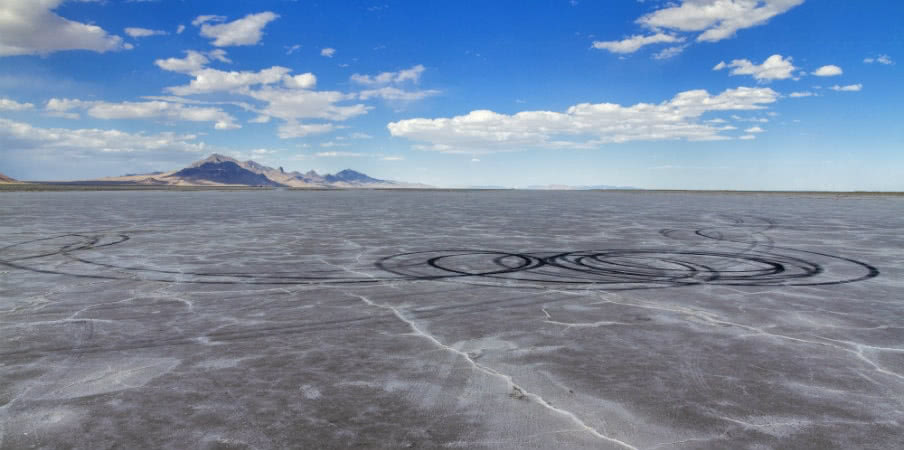 panoramic view at the bonneville salt flats, utah
