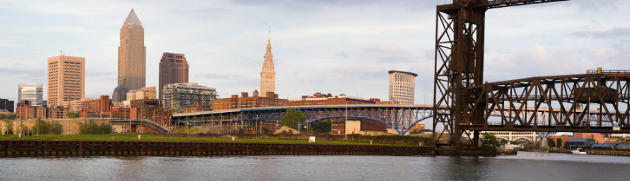 panoramic view of downtown cleveland ohio