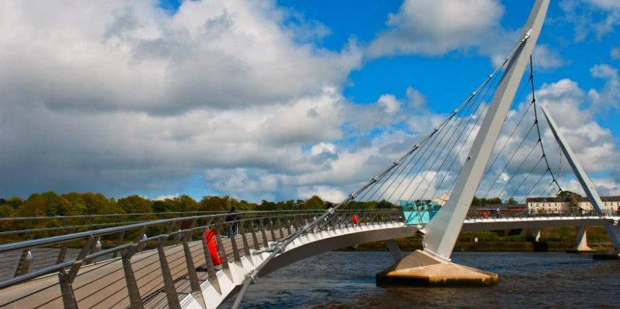 peace bridge across river foyle in derry
