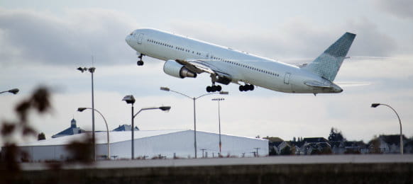 plane taking off at Vancouver Airport