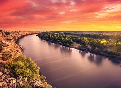 A stunning sunset over the Murray River.