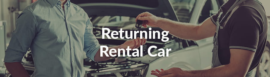Returning hire car at the car rental depot