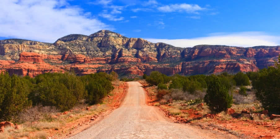 Road in the desert at Red Rocks, Sedona, Arizona, USA