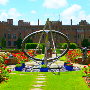 Rose garden of Herstmonceux castle at East Sussex England