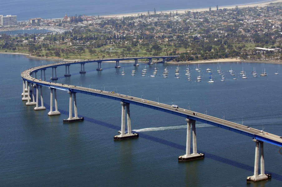 San Diego aerial bridge view