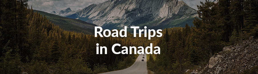 Scenic view of the road and canadian rockies on Icefields Parkway.