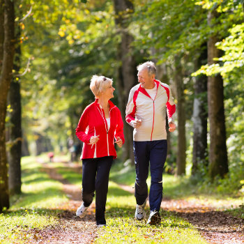 senior couple jogging