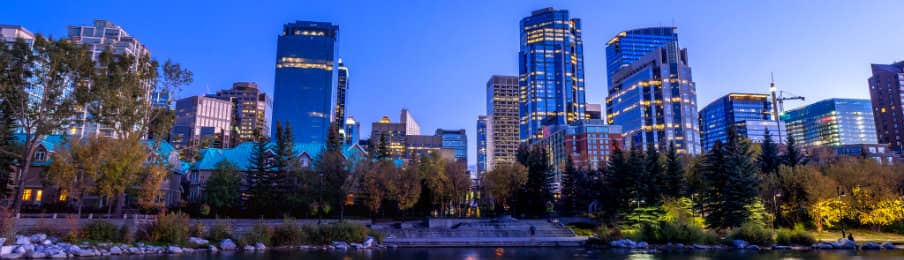 Skyline view of Calgary city in Alberta, CA