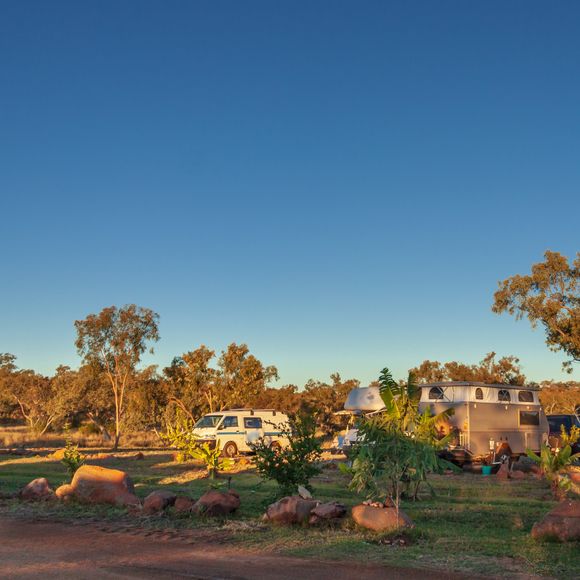 Campervans parked on a caravan park.