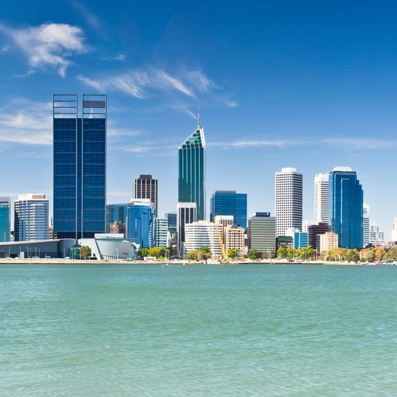 Swan River at the edge of Perth business district.